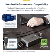 Picture of StarTech.com 4-Port Multi-Device USB-C Charger, 240W Total, Single Port 140W EPR, PD 3.1, Screw Locking Ports, Boardrooms, Bracket incl. for Surface Mounting