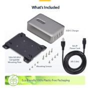 Picture of StarTech.com 4-Port Multi-Device USB-C Charger, 240W Total, Single Port 140W EPR, PD 3.1, Screw Locking Ports, Boardrooms, Bracket incl. for Surface Mounting