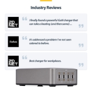 Picture of StarTech.com 4-Port Multi-Device USB-C Charger, 240W Total, Single Port 140W EPR, PD 3.1, Screw Locking Ports, Boardrooms, Bracket incl. for Surface Mounting