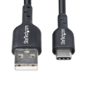 Picture of StarTech.com 6.6ft (2m) USB-A to USB-C Charging Cable, Charge & Sync, 3A, USB 2.0, TPE Jacket - Black USB Charging Cord