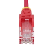 Image de StarTech.com Câble Ethernet CAT6 Rouge Fin de 1,5m, Sans Accroc, 100W PoE, UTP, LSZH, Fil de Cuivre Pur 28AWG, Cordon Patch Réseau RJ45 avec Serre-Câble, Contrôlé Fluke