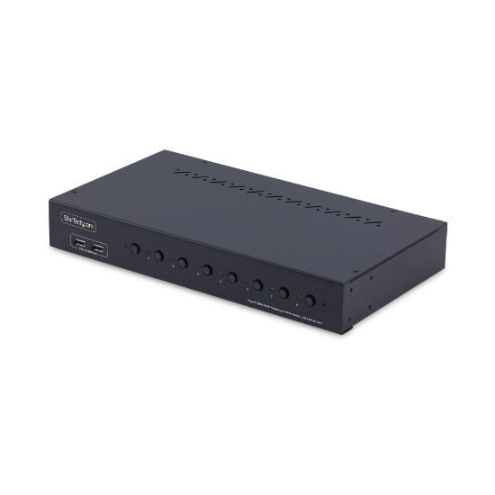 Picture of StarTech.com 8-Port HDMI KVM Switch with 1U Rack Mount Kit, 4K 60Hz HDMI 2.0, Push-Button & Hotkey Switching, 4-Port USB Hub, OS Independent, TAA Compliant