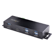 Image de StarTech.com Hub Industriel USB 10Gbps à 7 Ports avec Adaptateur d'Alimentation, Métal, Montable, 5 Ports USB-A et 2 Ports USB-C en Aval, Protection ESD, Hub USB Alimenté, TAA