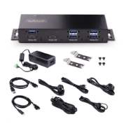 Image de StarTech.com Hub Industriel USB 10Gbps à 7 Ports avec Adaptateur d'Alimentation, Métal, Montable, 5 Ports USB-A et 2 Ports USB-C en Aval, Protection ESD, Hub USB Alimenté, TAA