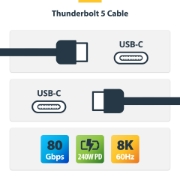 Afbeeldingen van StarTech.com 1m Thunderbolt 5 Kabel, 80Gbps/Tot 120Gbps, 240W PD EPR, 8K 60Hz, Thunderbolt-Gecertificeerde Kabel, Compatibel met Thunderbolt 4/USB4/USB-C