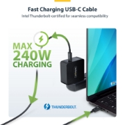 Afbeeldingen van StarTech.com 1m Thunderbolt 5 Kabel, 80Gbps/Tot 120Gbps, 240W PD EPR, 8K 60Hz, Thunderbolt-Gecertificeerde Kabel, Compatibel met Thunderbolt 4/USB4/USB-C