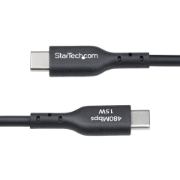 Picture of StarTech.com 1ft (30cm) USB-A to USB-C Charging Cable, Charge & Sync, 3A, USB 2.0, TPE Jacket - Black USB Charging Cord
