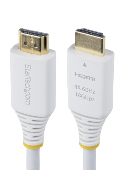 Image de StarTech.com Câble HDMI Haut Débit Certifié Premium de 3m, 4K 60 Hz/1440p 144 Hz, HDR10/HDCP 2.2/ARC, 18 Gbps, Câble UHD HDMI 2.0 pour Téléviseur/Moniteur/Écran, Gaine TPE, Blanc