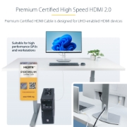 Image de StarTech.com Câble HDMI Haut Débit Certifié Premium de 3m, 4K 60 Hz/1440p 144 Hz, HDR10/HDCP 2.2/ARC, 18 Gbps, Câble UHD HDMI 2.0 pour Téléviseur/Moniteur/Écran, Gaine TPE, Blanc