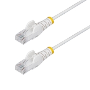 Image de StarTech.com Câble Ethernet CAT6 Blanc Fin de 2,5m, Sans Accroc, 100W PoE, UTP, LSZH, Fil de Cuivre Pur 28AWG, Cordon Patch Réseau RJ45 avec Serre-Câble, Contrôlé Fluke