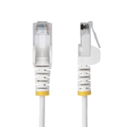 Image de StarTech.com Câble Ethernet CAT6 Blanc Fin de 2,5m, Sans Accroc, 100W PoE, UTP, LSZH, Fil de Cuivre Pur 28AWG, Cordon Patch Réseau RJ45 avec Serre-Câble, Contrôlé Fluke