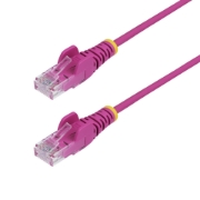 Picture of StarTech.com 2.5m Pink Slim CAT6 Ethernet Cable, Snagless, 100W PoE, UTP, LSZH, 28AWG Pure Bare Copper Wire, Slim RJ45 Network Patch Cord w/Strain Reliefs, Fluke Tested