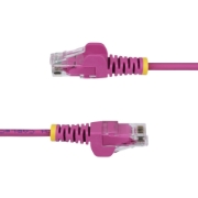 Picture of StarTech.com 2.5m Pink Slim CAT6 Ethernet Cable, Snagless, 100W PoE, UTP, LSZH, 28AWG Pure Bare Copper Wire, Slim RJ45 Network Patch Cord w/Strain Reliefs, Fluke Tested