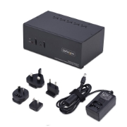 Afbeeldingen van StarTech.com 2-Port Dual-Monitor DisplayPort en HDMI KVM Switch, 4K 60Hz, 1x HDMI & 1x DP Monitor, 2-Port USB Hub, 5Gbps, 2x USB HID Ports, TAA Compliant