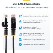 Image de StarTech.com Câble Ethernet CAT6 Rose Fin de 5m, Sans Accroc, 100W PoE, UTP, LSZH, Fil de Cuivre Pur 28AWG, Cordon Patch Réseau RJ45 avec Serre-Câble, Contrôlé Fluke