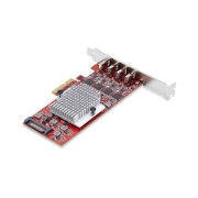 Image de StarTech.com Carte PCIe USB-C 4 Ports, USB 3.2 10 Gbit/s, Carte d'Extension PCI Express USB-C, 4 Contrôleurs USB Indépendants, Carte PCIe USB Type-C, Windows/Linux/macOS, Conforme TAA