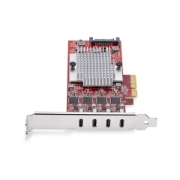 Image de StarTech.com Carte PCIe USB-C 4 Ports, USB 3.2 10 Gbit/s, Carte d'Extension PCI Express USB-C, 4 Contrôleurs USB Indépendants, Carte PCIe USB Type-C, Windows/Linux/macOS, Conforme TAA