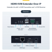 Afbeeldingen van StarTech.com HDMI KVM Extender Over IP Netwerk, 4K 60Hz, Zonder Drivers, HDMI en USB Over Ethernet/CAT6, AVoIP, Zender en Ontvanger Kit, Inclusief Montagekits