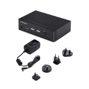 Picture of StarTech.com 2-Port DisplayPort KVM Switch, 4K 60Hz, DP 1.2, EDID Management, 2-Port USB 3.0 Hub, 4x USB HID Ports, TAA Compliant