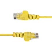 Picture of StarTech.com 3m Yellow Slim CAT6 Ethernet Cable, Snagless, 100W PoE, UTP, LSZH, 28AWG Pure Bare Copper Wire, Slim RJ45 Network Patch Cord w/Strain Reliefs, Fluke Tested