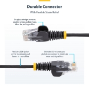 Picture of StarTech.com 3m Yellow Slim CAT6 Ethernet Cable, Snagless, 100W PoE, UTP, LSZH, 28AWG Pure Bare Copper Wire, Slim RJ45 Network Patch Cord w/Strain Reliefs, Fluke Tested