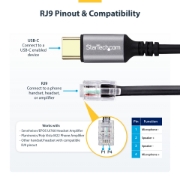 Afbeeldingen van StarTech.com USB-C naar RJ9 Adapter voor Bureau Handset of Bedrade/Draadloze Koptelefoon, Gebruik bestaande telefoonapparatuur, 1,8m, Voor Laptop/Desktop Computer/Mobiel