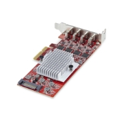 Image de StarTech.com Carte PCIe USB-C 4 Ports, USB 3.2 10 Gbit/s, Carte d'Extension PCI Express USB-C, 4 Contrôleurs USB Indépendants, Carte PCIe USB Type-C, Windows/Linux/macOS, Conforme TAA