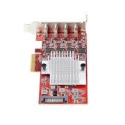 Image de StarTech.com Carte PCIe USB-C 4 Ports, USB 3.2 10 Gbit/s, Carte d'Extension PCI Express USB-C, 4 Contrôleurs USB Indépendants, Carte PCIe USB Type-C, Windows/Linux/macOS, Conforme TAA