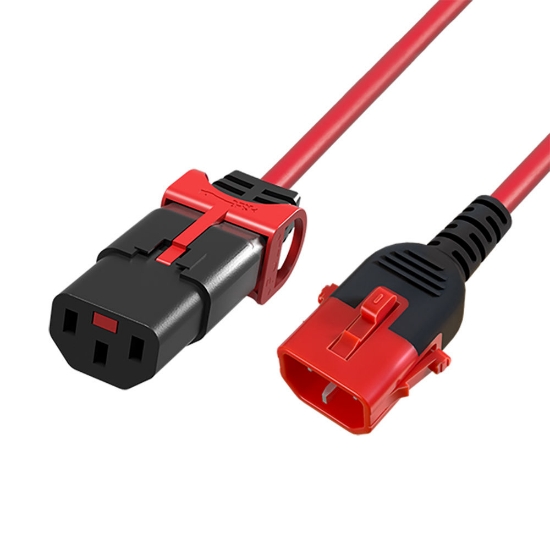 Picture of ACT Powercord C13 IEC Lock+ - C14 IEC Lock Dual Locking red 1 m, PC3612
