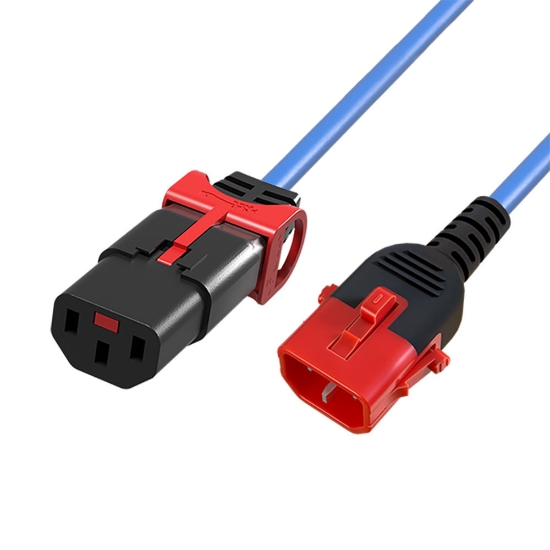 Afbeeldingen van ACT Netsnoer C13 IEC Lock+ - C14 IEC Lock Dual Locking blauw 1,5 m, PC3621