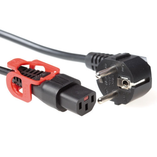 Picture of ACT Powercord CEE 7/7 male (angled) - C13 IEC Lock+ black 2 m, EL332S