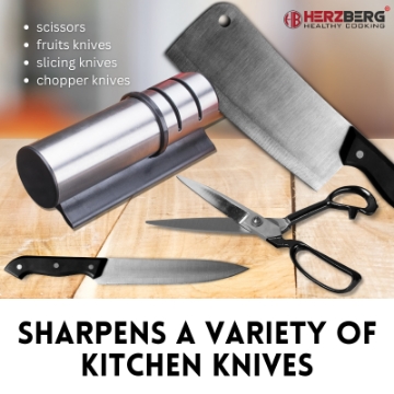 Show details for Herzberg Cylinder Stainless Steel Manual Knife sharpener Picture of Herzberg Cylinder Stainless Steel Manual Knife sharpener