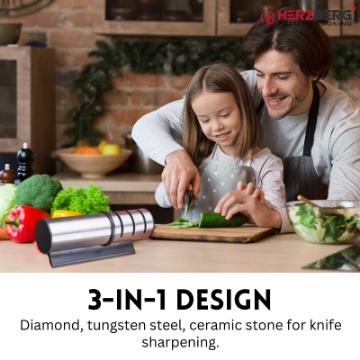 Show details for Herzberg Cylinder Stainless Steel Manual Knife sharpener Picture of Herzberg Cylinder Stainless Steel Manual Knife sharpener