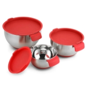 Picture of Herzberg HG-04036: 3 Pieces Mixing Bowl with Grater Lid Set