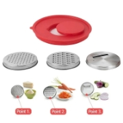 Picture of Herzberg HG-04036: 3 Pieces Mixing Bowl with Grater Lid Set
