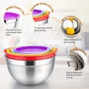Picture of Herzberg HG-04074: 5 Pieces Nesting Mixing Bowl with Silicon Lid