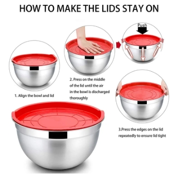Show details for Herzberg HG-04074: 5 Pieces Nesting Mixing Bowl with Silicon Lid Picture of Herzberg HG-04074: 5 Pieces Nesting Mixing Bowl with Silicon Lid