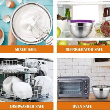 Show details for Herzberg HG-04074: 5 Pieces Nesting Mixing Bowl with Silicon Lid Picture of Herzberg HG-04074: 5 Pieces Nesting Mixing Bowl with Silicon Lid