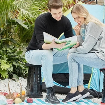 Show details for Herzberg HG-04050: Telescopic Adjustable Folding Outdoor Chair - Black Picture of Herzberg HG-04050: Telescopic Adjustable Folding Outdoor Chair - Black