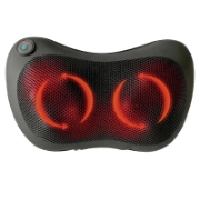 Image de Herzberg HG-MSG10: Oreiller de massage Shiatsu à double point de thermothérapie Noire