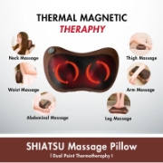 Image de Herzberg HG-MSG10: Oreiller de massage Shiatsu à double point de thermothérapie Noire