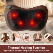 Image de Herzberg HG-MSG10: Oreiller de massage Shiatsu à double point de thermothérapie Noire