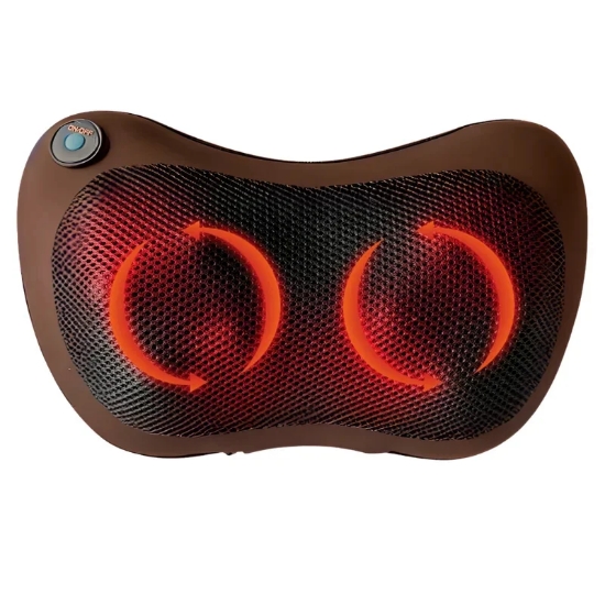 Picture of Herzberg HG-MSG10 Shiatsu Massage Pillow Dual Point Thermotheraphy Brown