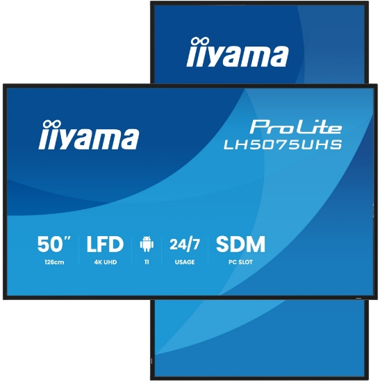 Picture of iiyama 50" 4K UHD Professional Digital Signage 24/7 display featuring Android OS, FailOver and Intel® SDM slot