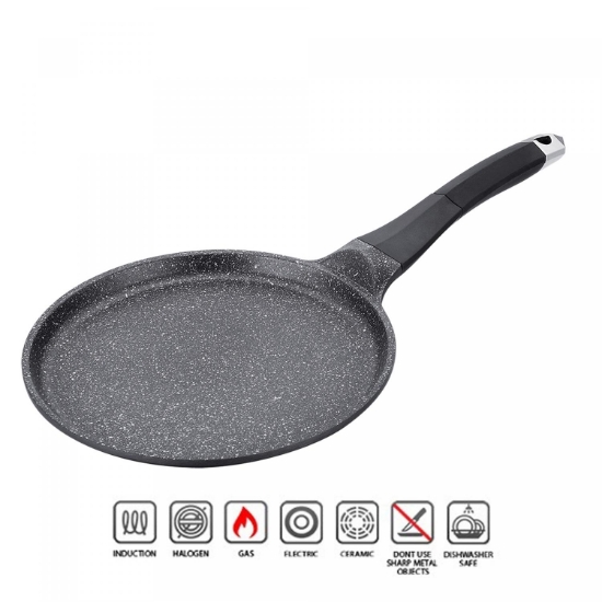Afbeeldingen van Royalty Line RL-CP26M: Pannenkoekenpan Van 26cm Met Marmeren Coating Zwart