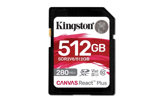 Picture of Kingston Technology 512GB Canvas React Plus SDXC UHS-II 280R/150W U3 V60 for Full HD/4K