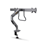 Picture of StarTech.com Desk Mount Dual Monitor Arm with Crossbar, Up To 27" Displays, VESA 75x75/100x100, Max 33lb/15kg, C-Clamp, Fully Articulating, Mechanical Spring, TAA