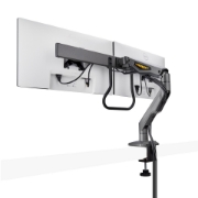 Picture of StarTech.com Desk Mount Dual Monitor Arm with Crossbar, Up To 27" Displays, VESA 75x75/100x100, Max 33lb/15kg, C-Clamp, Fully Articulating, Mechanical Spring, TAA