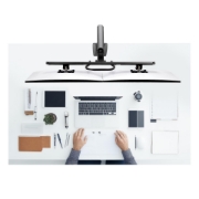 Picture of StarTech.com Desk Mount Dual Monitor Arm with Crossbar, Up To 27" Displays, VESA 75x75/100x100, Max 33lb/15kg, C-Clamp, Fully Articulating, Mechanical Spring, TAA