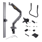 Picture of StarTech.com Desk Mount Dual Monitor Arm with Crossbar, Up To 27" Displays, VESA 75x75/100x100, Max 33lb/15kg, C-Clamp, Fully Articulating, Mechanical Spring, TAA